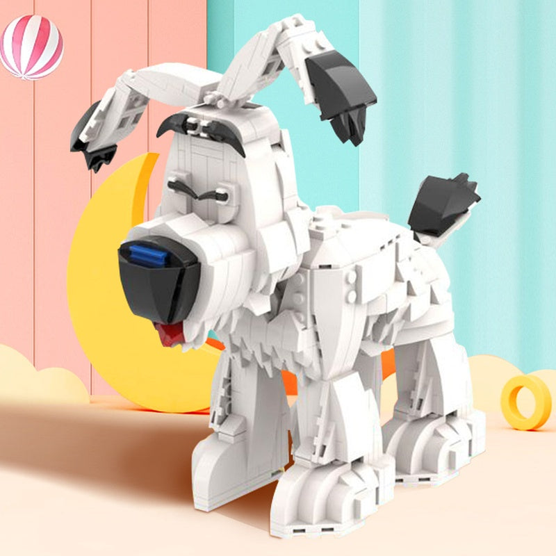 Playful White Dog MOC Building Kit | Animal Display Model - 2