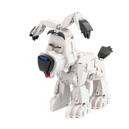 Playful White Dog MOC Building Kit | Animal Display Model - 3