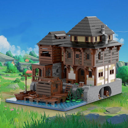 Port Tavern MOC Building Kit | Medieval Coastal Inn Architecture Model - 3
