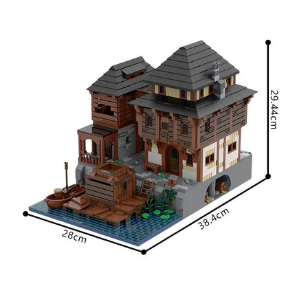 Port Tavern MOC Building Kit | Medieval Coastal Inn Architecture Model - 5
