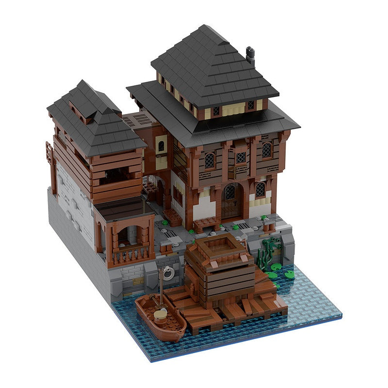 Port Tavern MOC Building Kit | Medieval Coastal Inn Architecture Model - 6