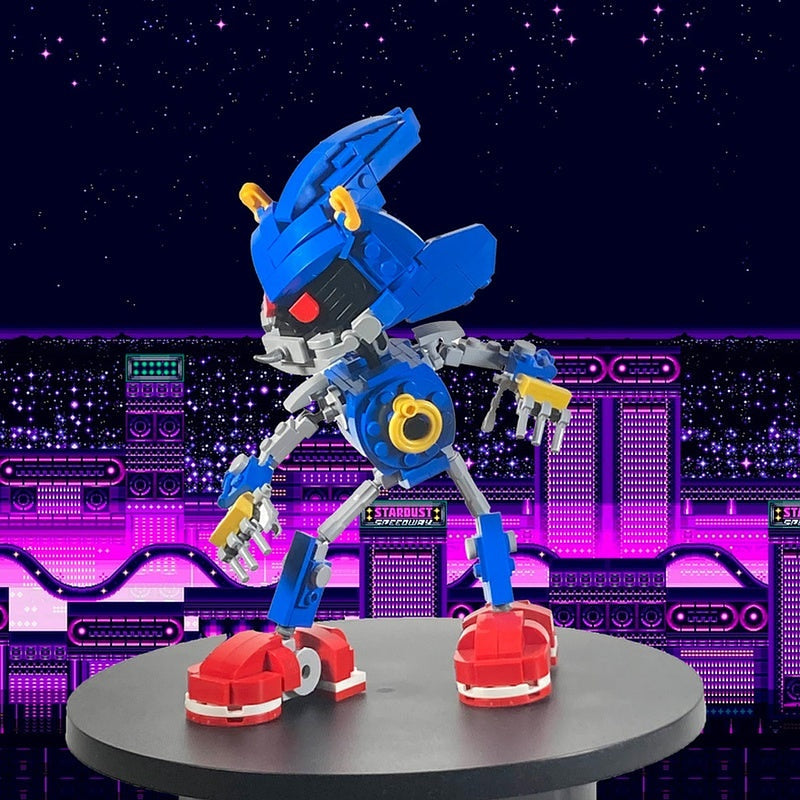 Posable Blue Cybernetic Hedgehog MOC Building Kit | Robot Animal Model - 4
