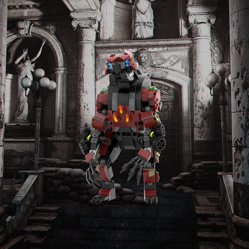 Post-Apocalyptic Bionic Fire Bear Mecha Building Kit | LEGO-Compatible MOC - 1