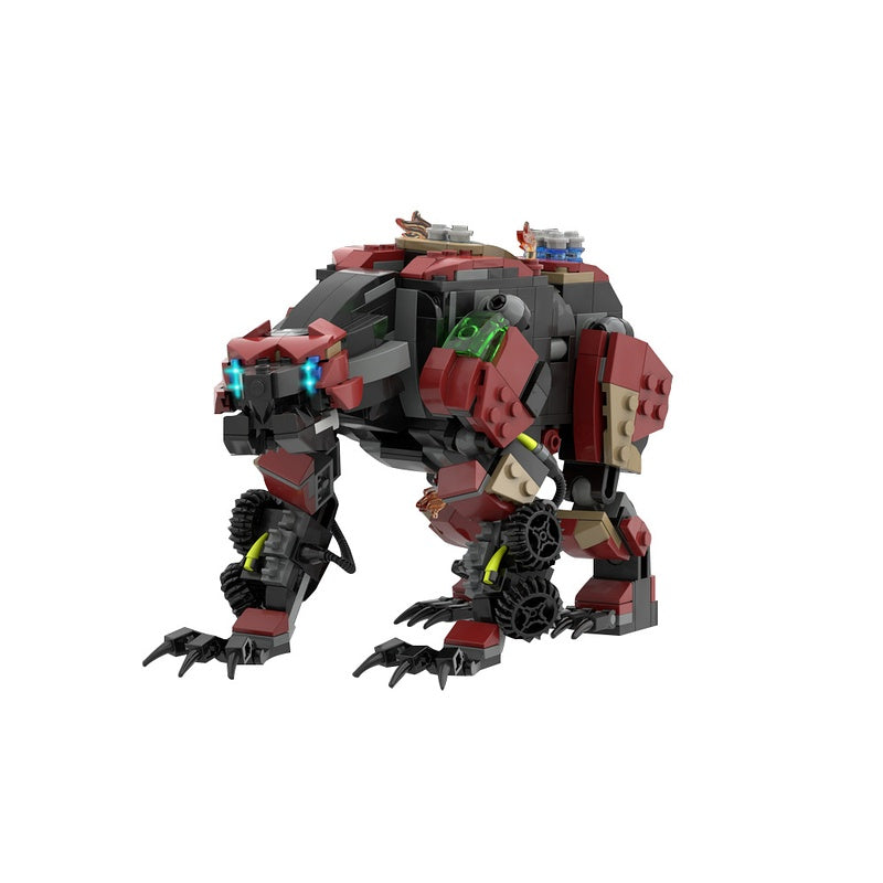 Post-Apocalyptic Bionic Fire Bear Mecha Building Kit | LEGO-Compatible MOC - 3