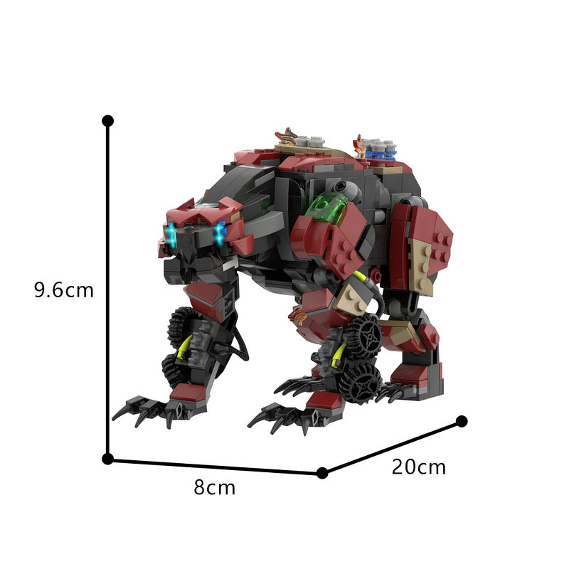 Post-Apocalyptic Bionic Fire Bear Mecha Building Kit | LEGO-Compatible MOC - 4