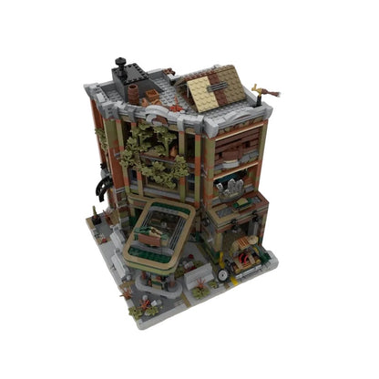 Post-Apocalyptic Corner Garage MOC Modular Building Kit - 4