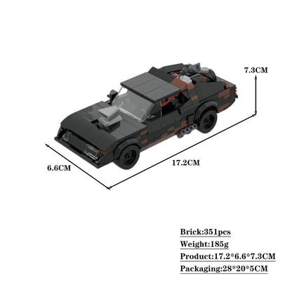 Post-Apocalyptic V8 Interceptor Muscle Car Building Kit | Compatible MOC - 9
