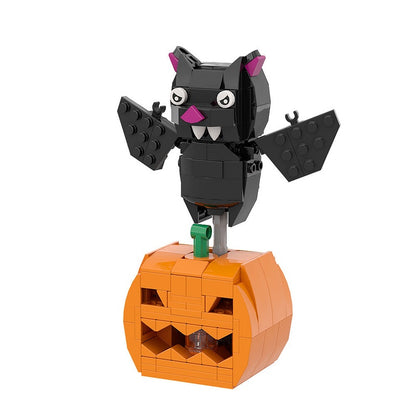Pumpkin And Bat Cube Character MOC Building Kit | Halloween Figure Model - 1