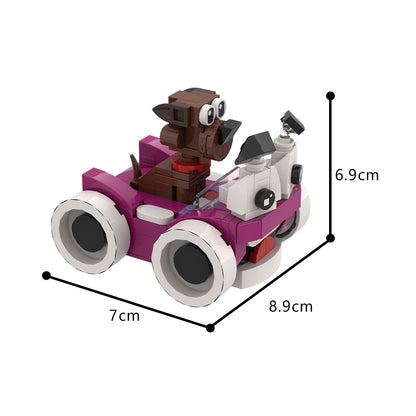 Purple Cartoon Car & Puppy MOC Building Kit 4