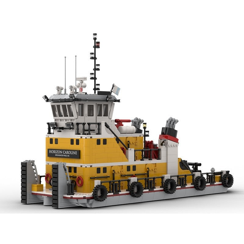Pusher Barge Tug MOC Building Kit | 2454PCS River Transport Model - 1