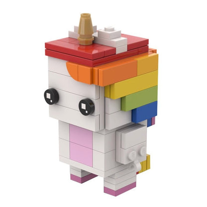 Rainbow Unicorn Fantasy Pony BrickHeadz Building Kit | LEGO-Compatible MOC - 3