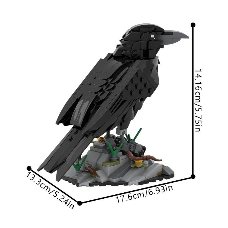 Raven MOC Building Kit | Dark Wildlife Bird Display Model Kit - 4