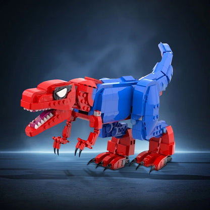 Red & Blue Masked T-Rex MOC Building Kit - 2