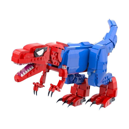 Red & Blue Masked T-Rex MOC Building Kit - 5