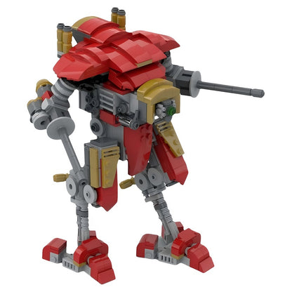 Red & Gold Twin-Cannon Battle Mech MOC Building Kit - 1