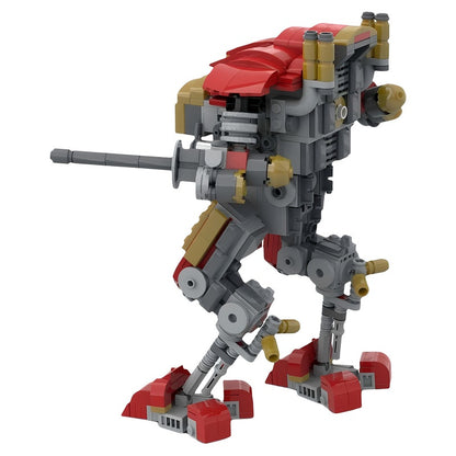 Red & Gold Twin-Cannon Battle Mech MOC Building Kit - 2