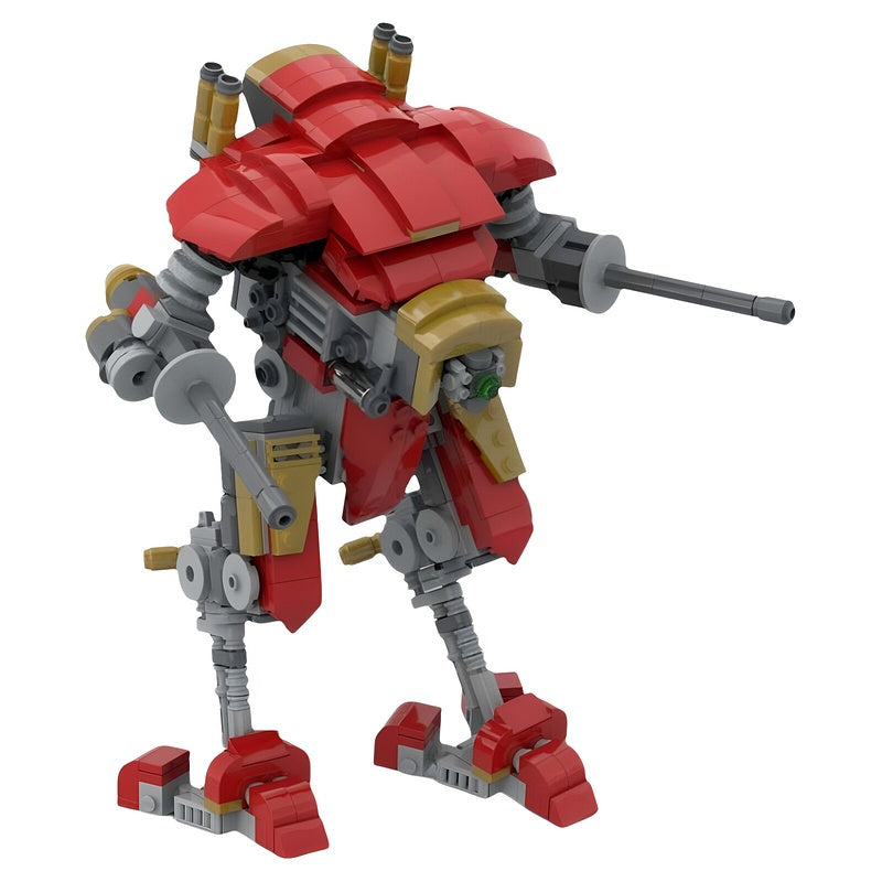 Red & Gold Twin-Cannon Battle Mech MOC Building Kit - 3