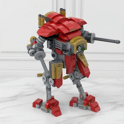 Red & Gold Twin-Cannon Battle Mech MOC Building Kit - 4