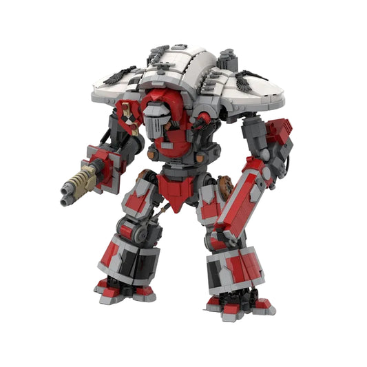Red & White Gothic Heavy Knight Mech MOC Building Kit - 1