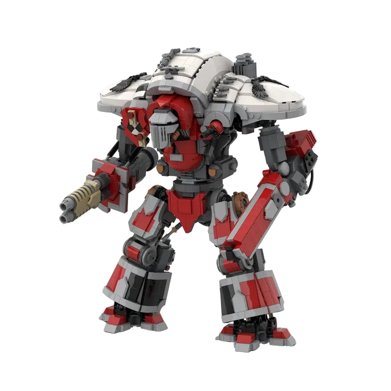 Red & White Gothic Heavy Knight Mech MOC Building Kit - 2