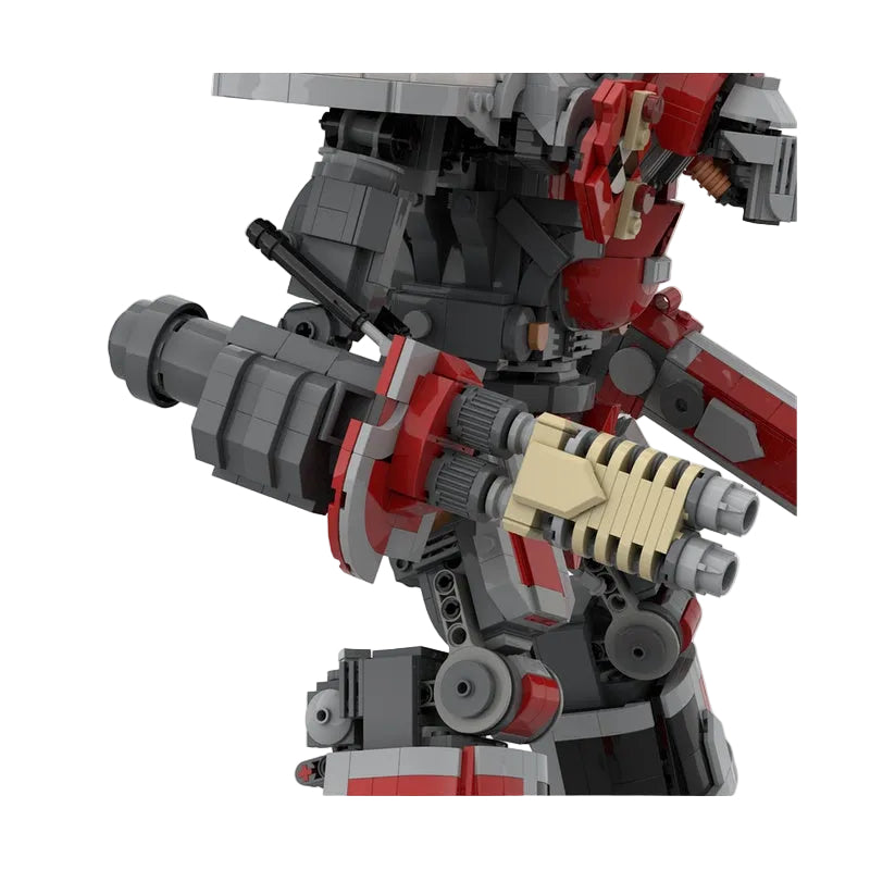 Red & White Gothic Heavy Knight Mech MOC Building Kit - 4