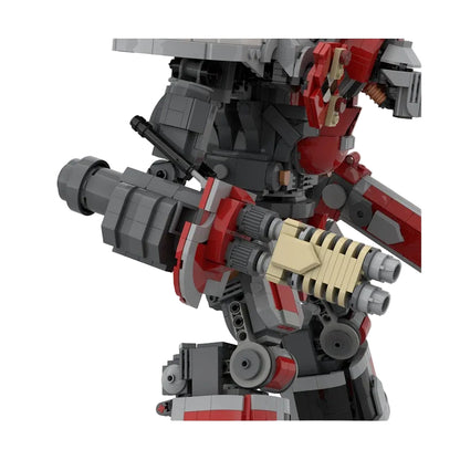 Red & White Gothic Heavy Knight Mech MOC Building Kit - 4