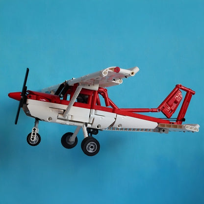 Red & White Light Trainer Propeller Aircraft MOC Building Kit - 2