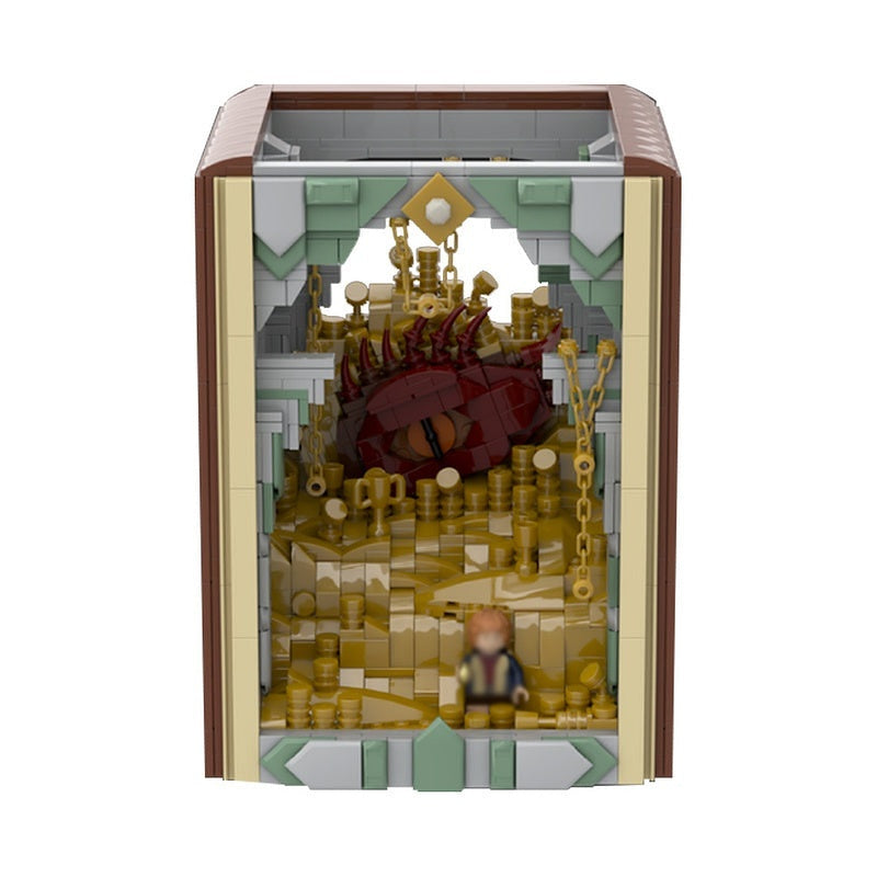 Red Dragon Treasure Book Nook MOC Building Kit | Fantasy Display - 6
