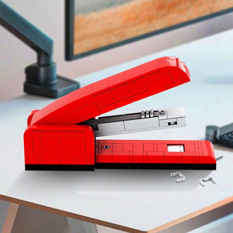 Red Office Stapler MOC Building Kit | Creative Desk Display Model - 2