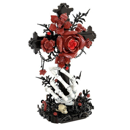 Red Rose Cross MOC Building Kit | Artistic Display Architecture Model - 2