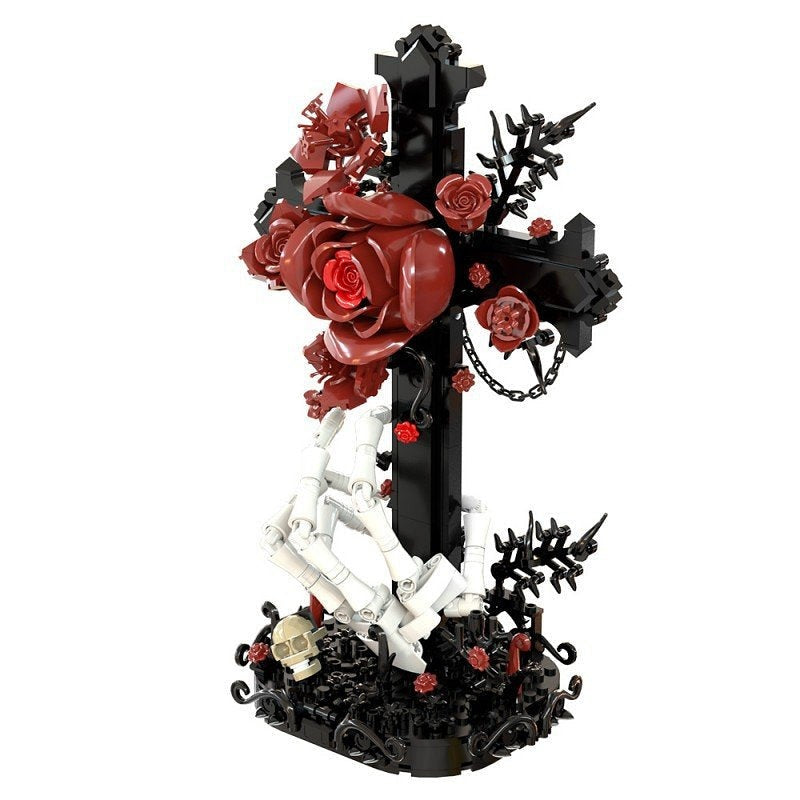 Red Rose Cross MOC Building Kit | Artistic Display Architecture Model - 3
