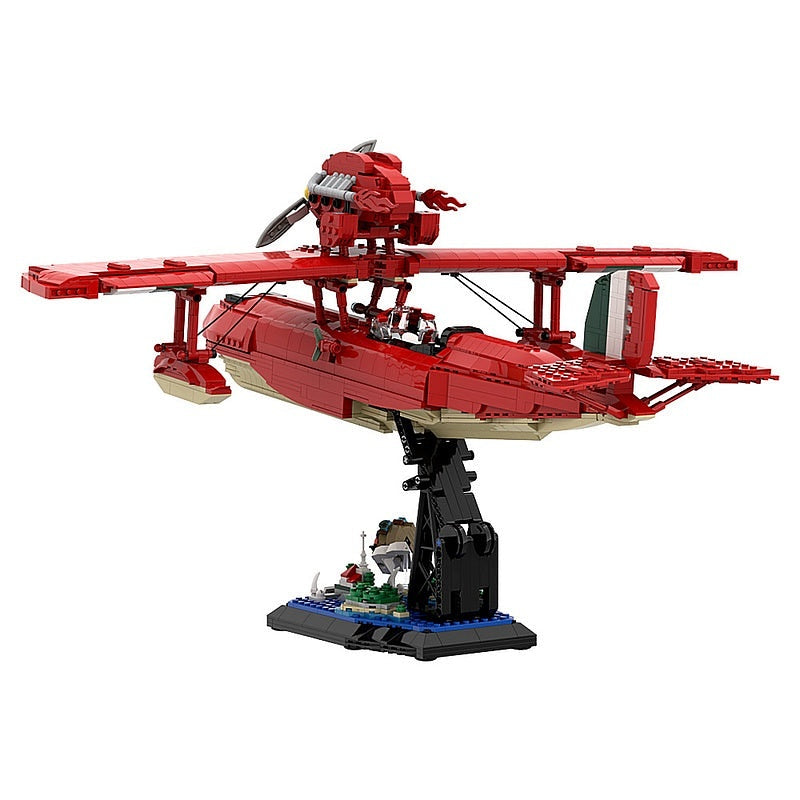 Red Seaplane MOC Building Kit | Civilian Aircraft Display Model - 5