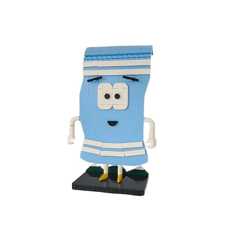 Retro Adult Animation Blue Towel Brickheadz Building Kit | LEGO-Compatible MOC - 1
