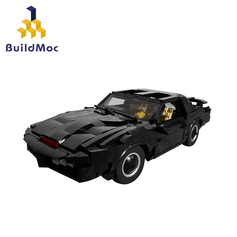Retro AI Futuristic Black Pursuit Sports Car Building Kit | LEGO-Compatible MOC - 1