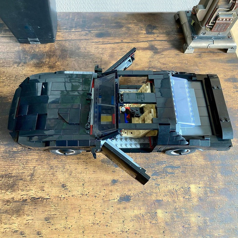 Retro AI Futuristic Black Pursuit Sports Car Building Kit | LEGO-Compatible MOC - 2