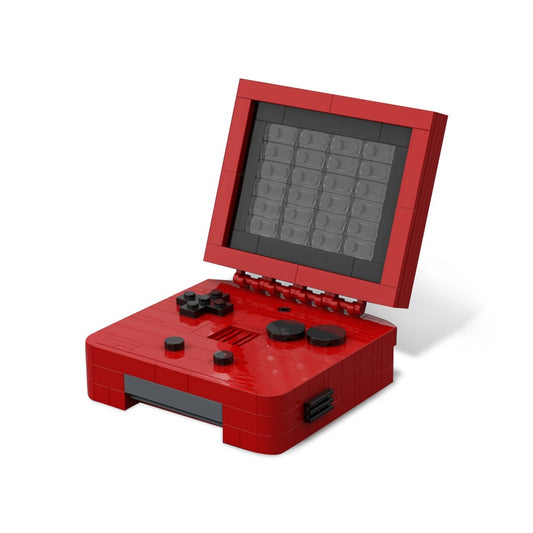 Retro Clamshell Handheld Game Console MOC Building Kit | Red Display - 1