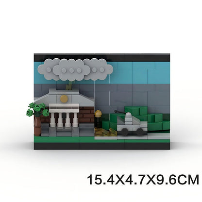 Retro Clock Tower Lightning Strike Postcard Building Kit | Compatible MOC - 2