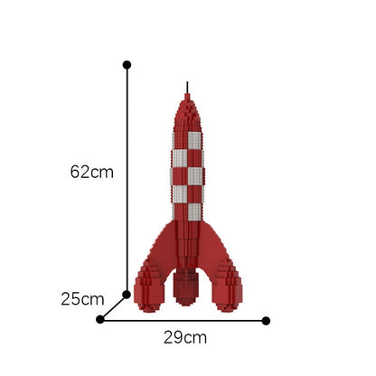 Retro Comic Moon Rocket Building Kit | LEGO-Compatible MOC - 1