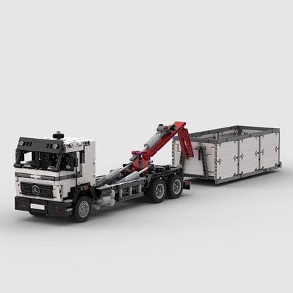 Retro European 3-Axle Hookloader Truck Building Kit | LEGO-Compatible MOC - 1