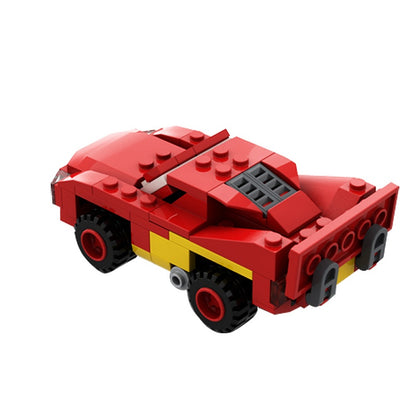 Retro Red Cartoon Race Car Building Kit | 6-Stud Wide | LEGO-Compatible MOC - 2