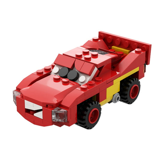 Retro Red Cartoon Race Car Building Kit | 6-Stud Wide | LEGO-Compatible MOC - 3