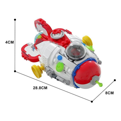 Retro Red Rocket Ship MOC Building Kit | Vintage Spacecraft Model - 3