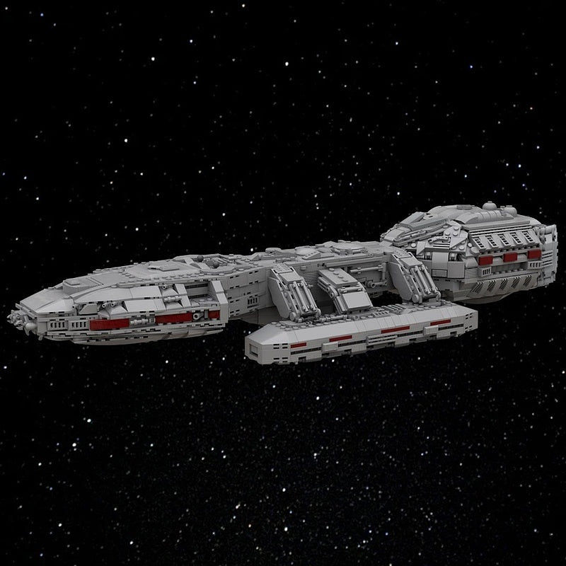 Retro Sci-Fi Capital Space Battleship MOC Building Kit - 4