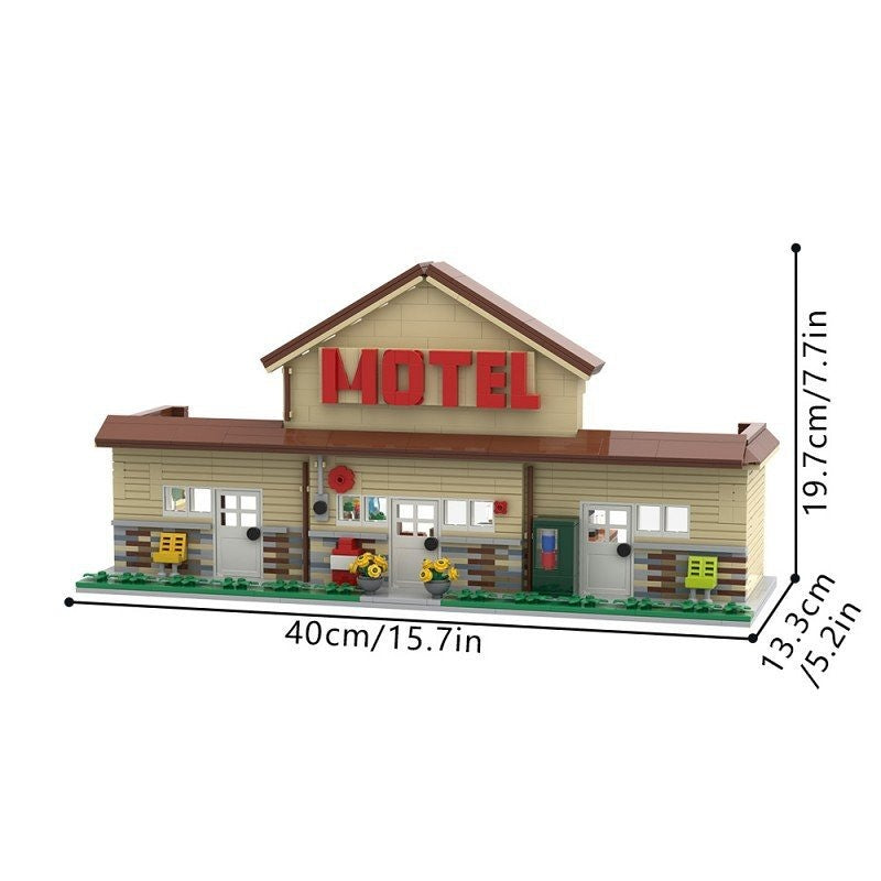 Retro Small Town Motel MOC Building Kit Roadside Inn Diorama - 2