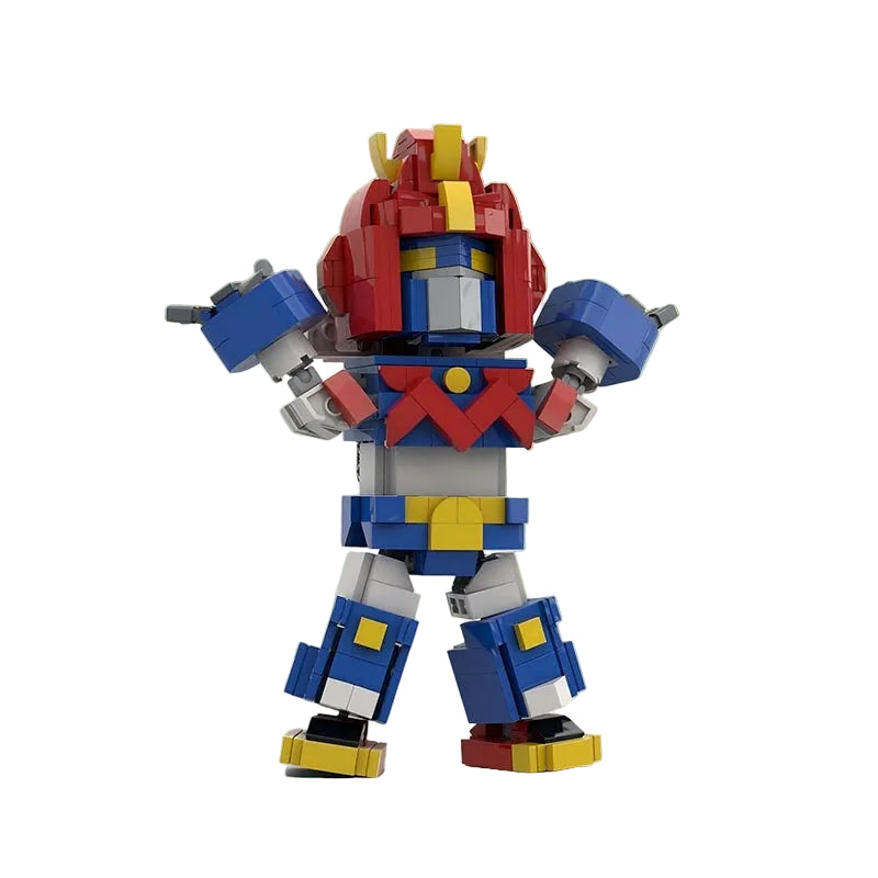 Retro Super-Deformed Red & Blue Mecha MOC Building Kit - 1