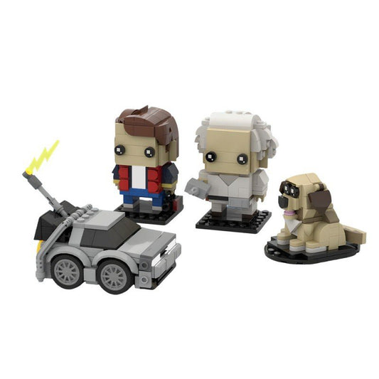 Retro Time Travel Brickheadz Bundle Building Kit | LEGO-Compatible MOC - 1