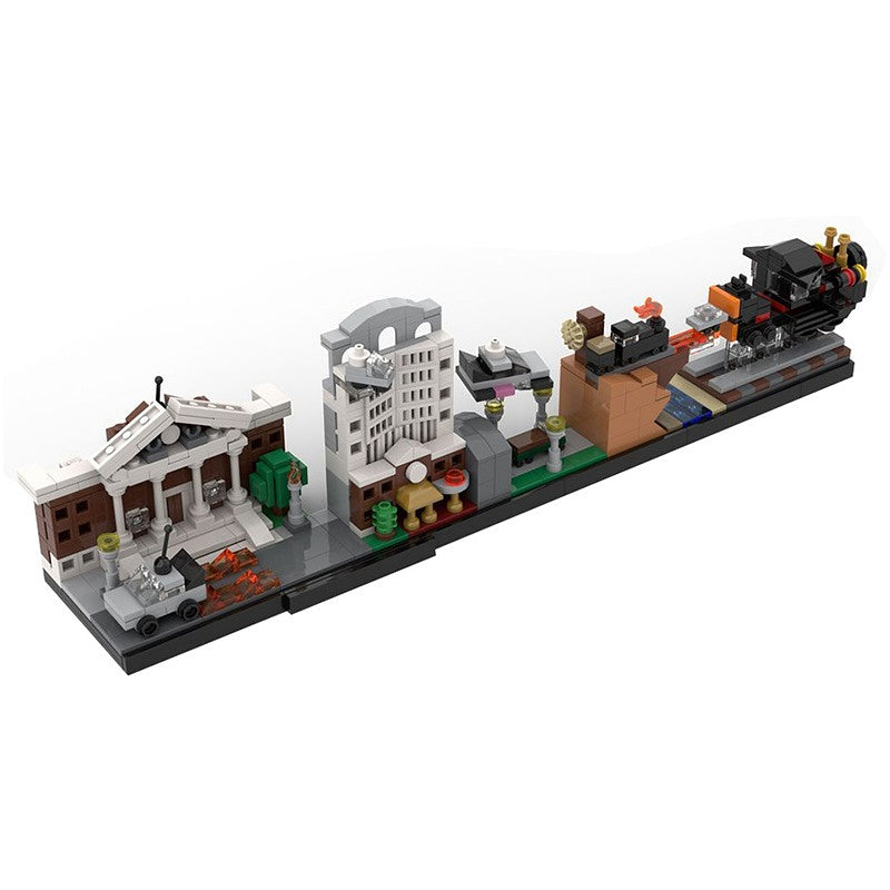 Retro Time Travel Movie Skyline Building Kit | LEGO-Compatible MOC - 1