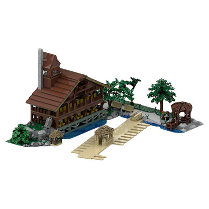 Riverside Lodge with Boat Dock & Gazebo MOC Building Kit - 5