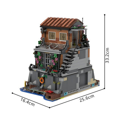 Riviera Cliffside House MOC Building Kit | Coastal Modular Extension - 5