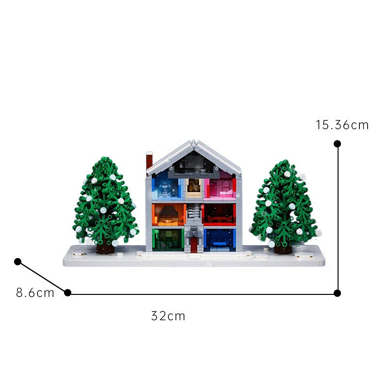 Romantic Pastel Winter House Building Kit | LEGO-Compatible MOC - 1